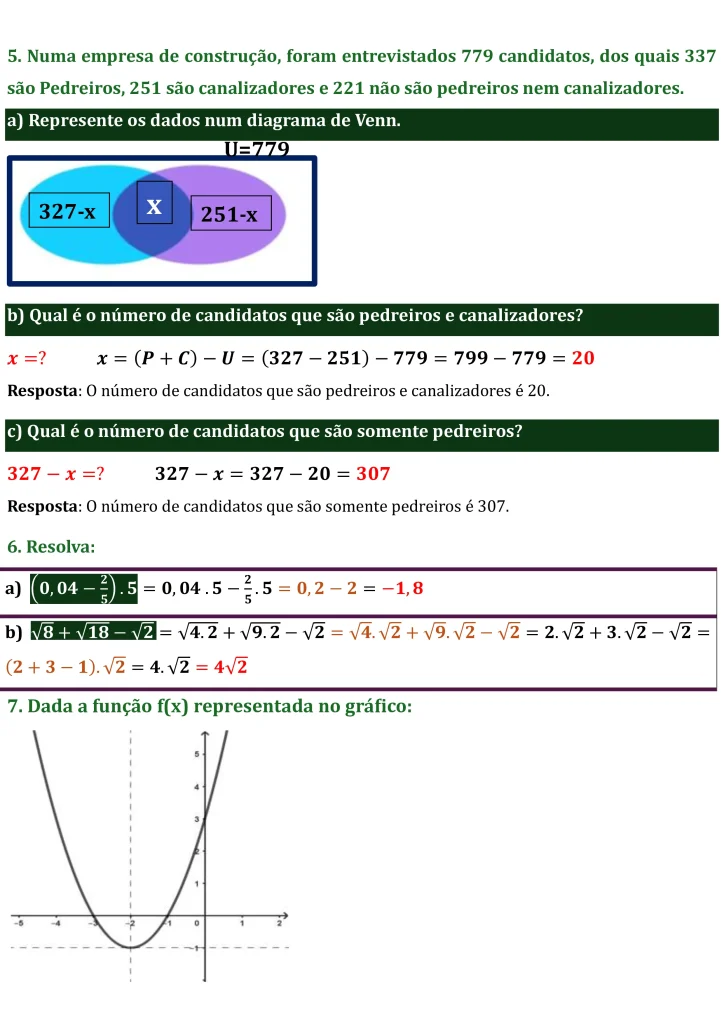 Exercícios 5 e 6 do Exame de Matemática 10a classe (2021) 1ª Chamada